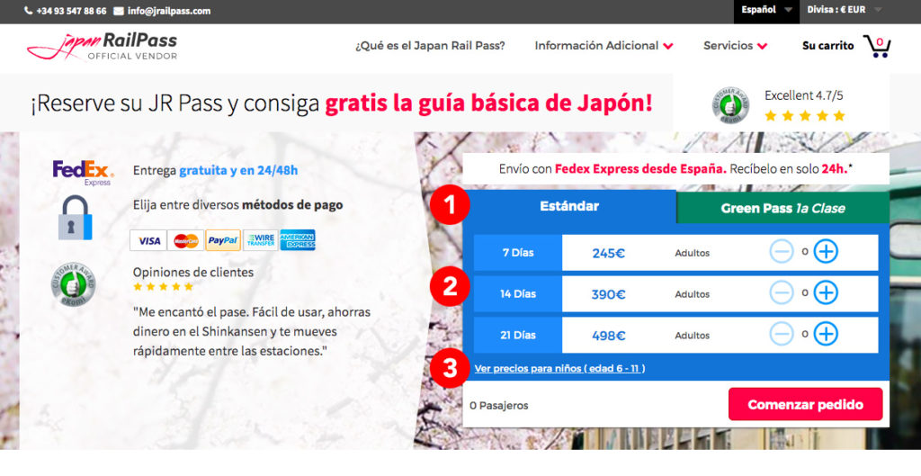 Cómo comprar Japan Rail Pass en jrailpass.com